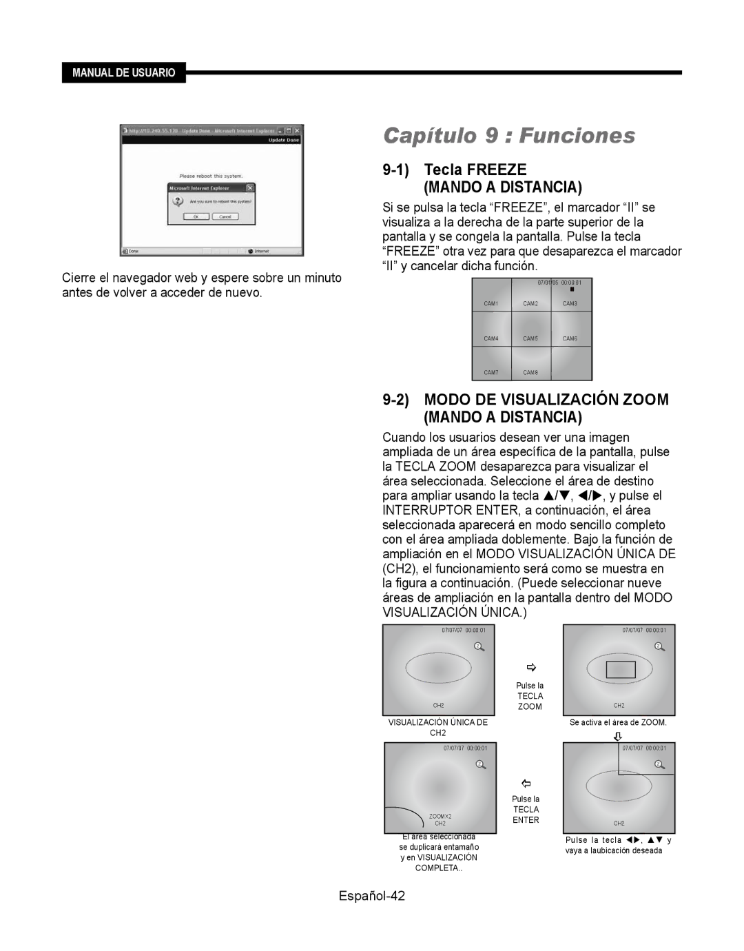 Samsung SMT-190Dx user manual Capítulo 9 Funciones, Modo DE Visualización Zoom Mando a Distancia, Español-42 