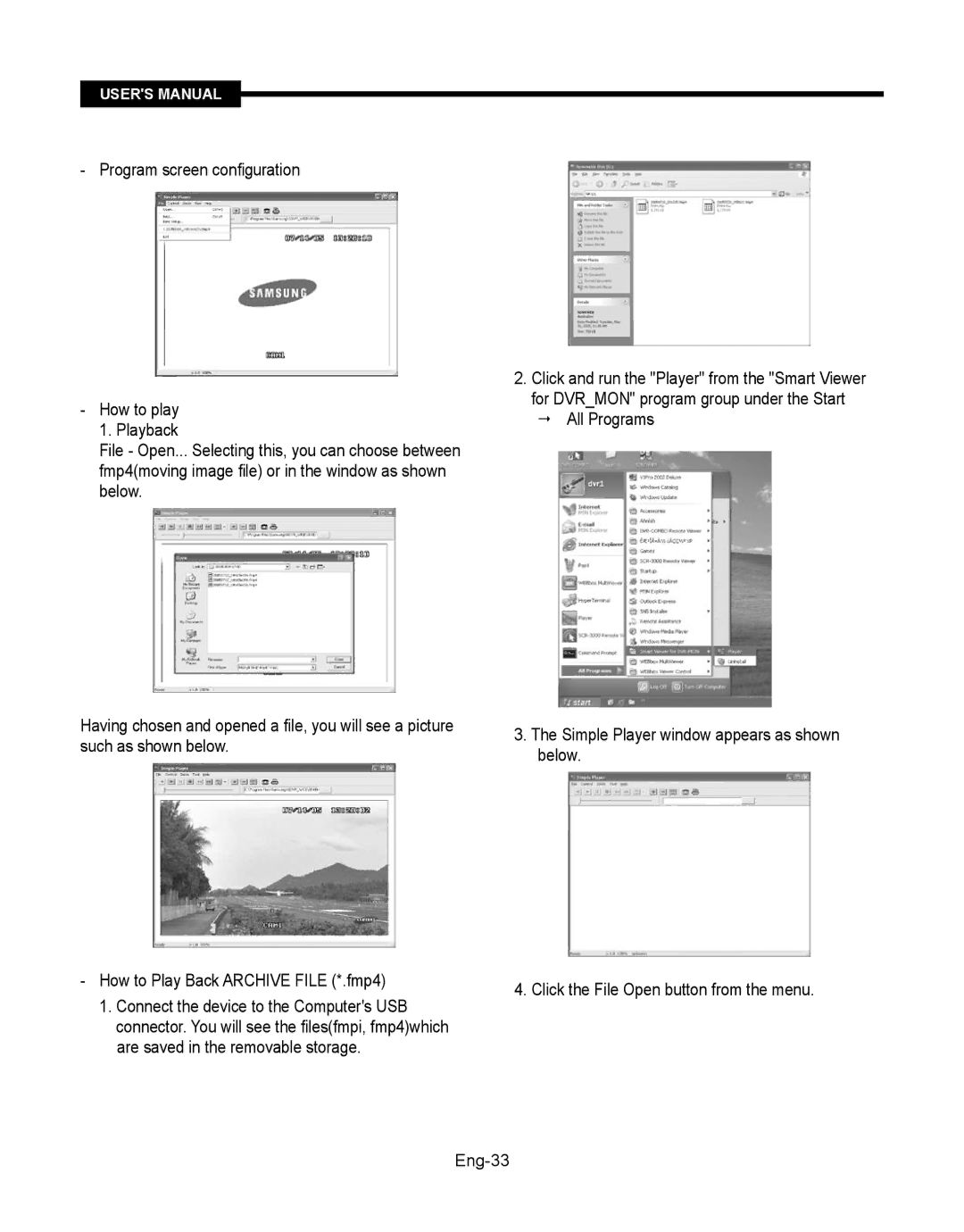 Samsung SMT-190Dx user manual Program screen configuration, How to play 1. Playback 