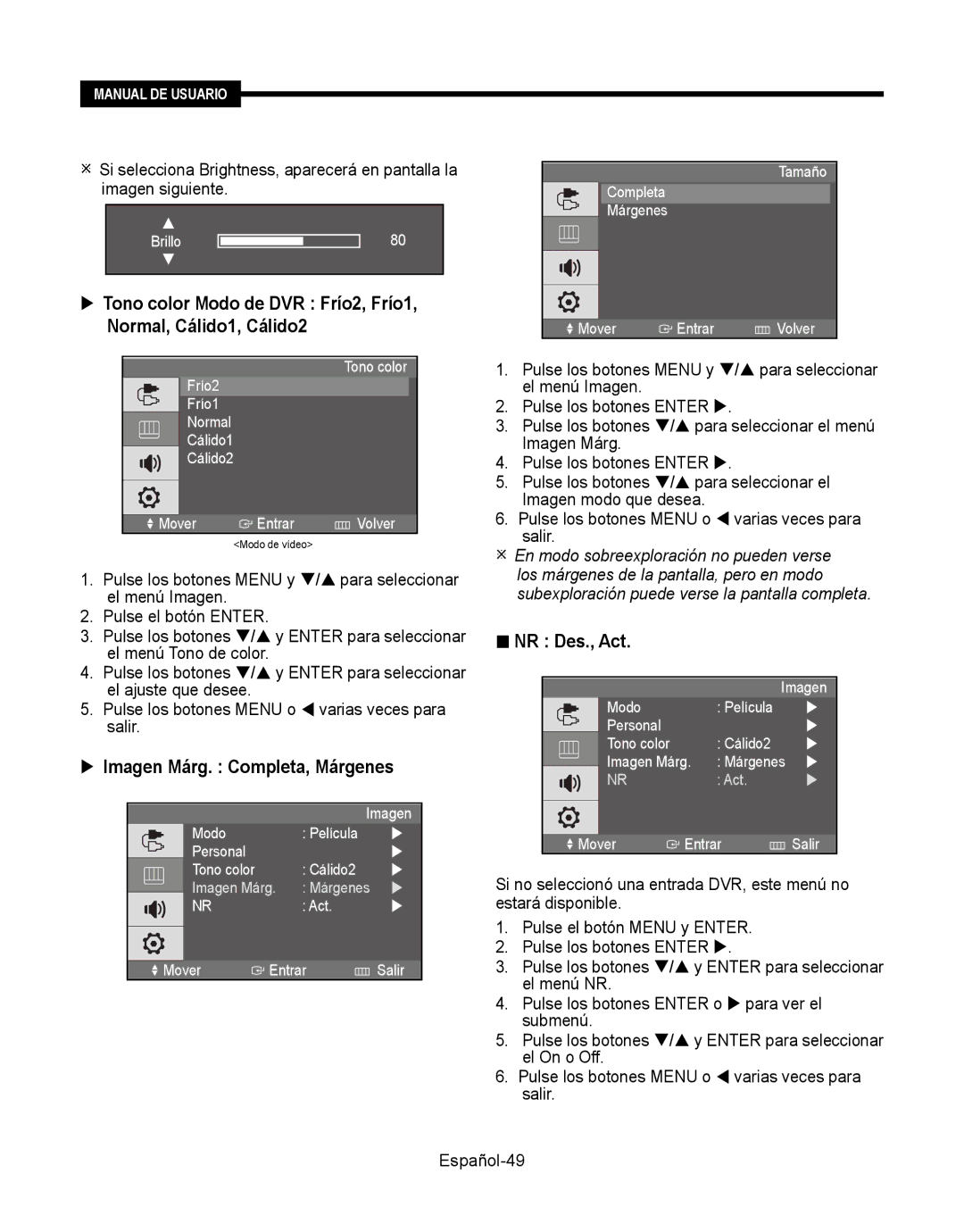 Samsung SMT-190Dx user manual  Imagen Márg. Completa, Márgenes 