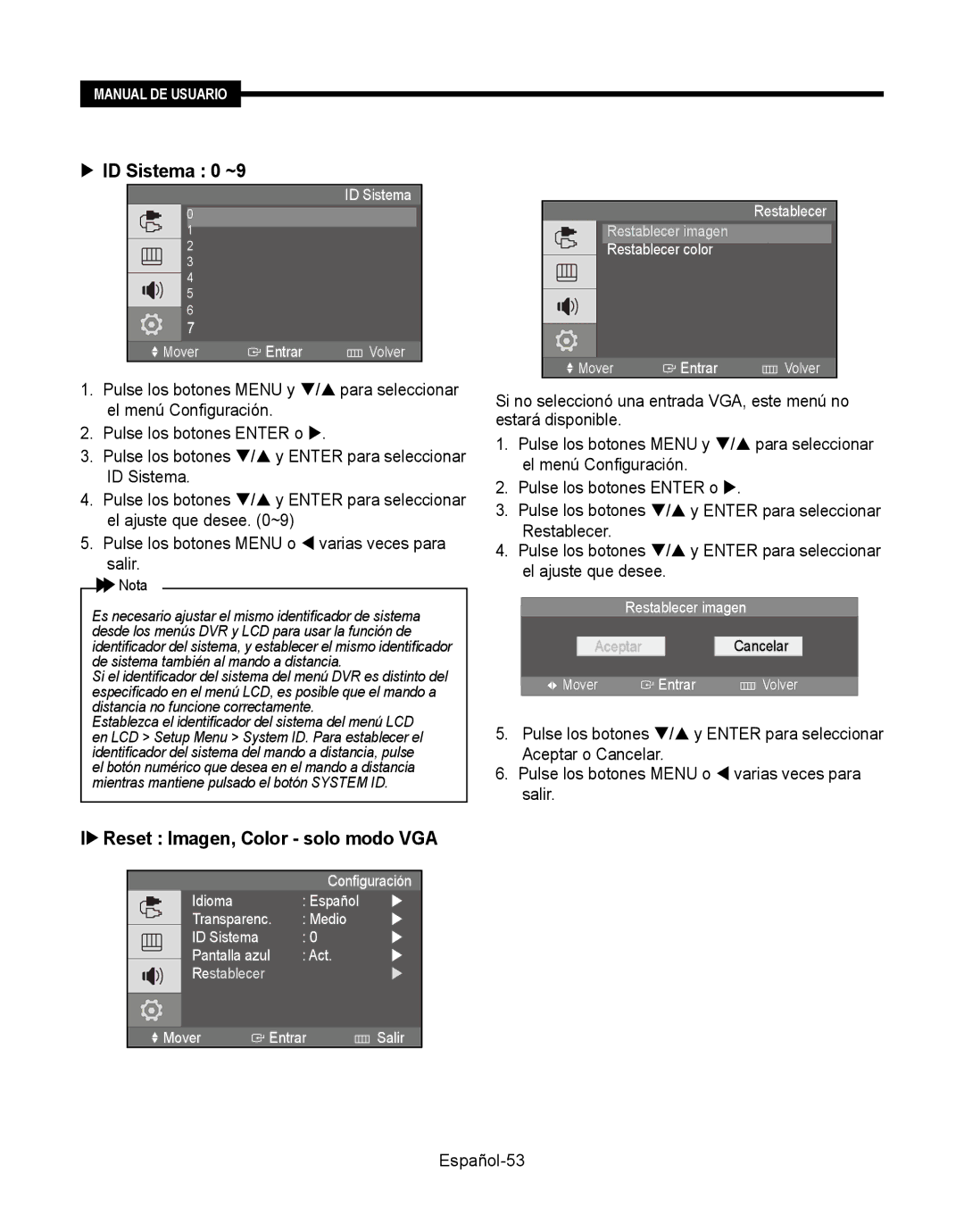 Samsung SMT-190Dx user manual  ID Sistema 0 ~9 