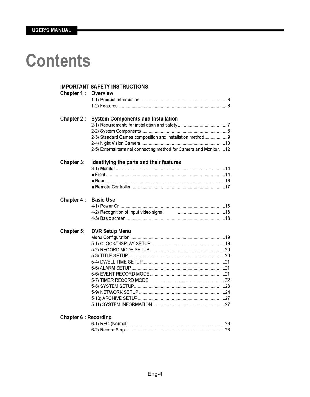 Samsung SMT-190Dx user manual Contents 