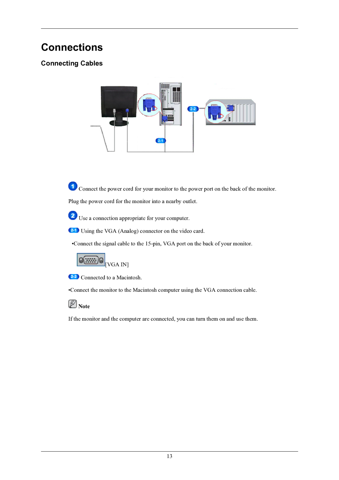 Samsung SMT-1912P manual Connections, Connecting Cables 