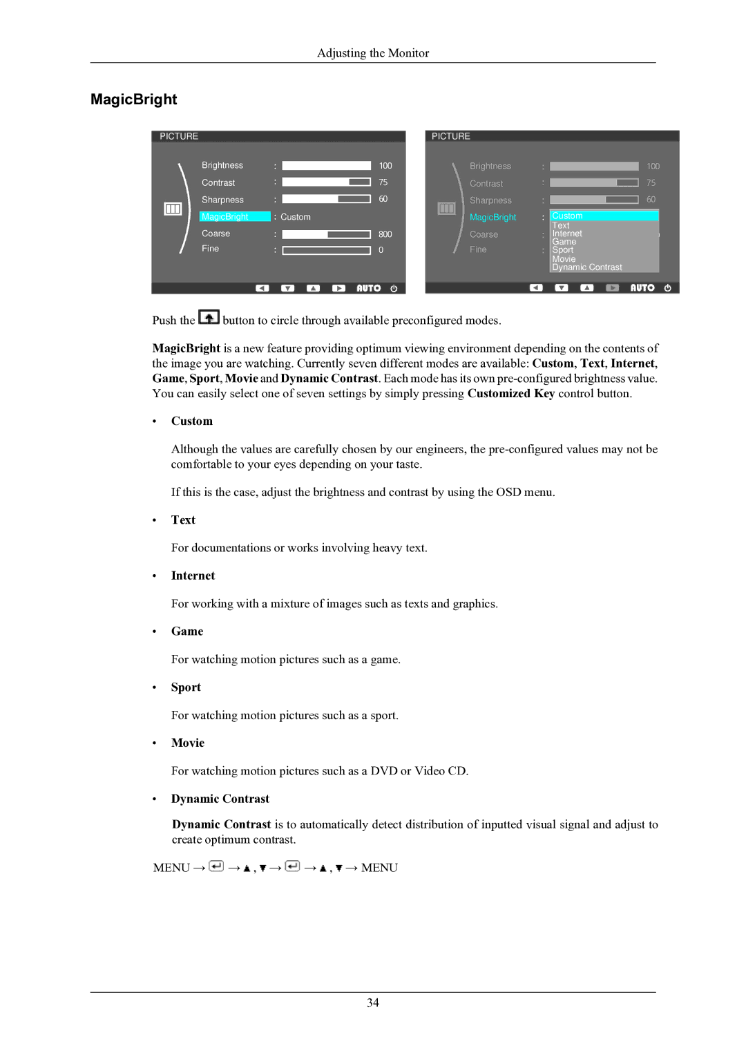 Samsung SMT-1912P manual MagicBright 