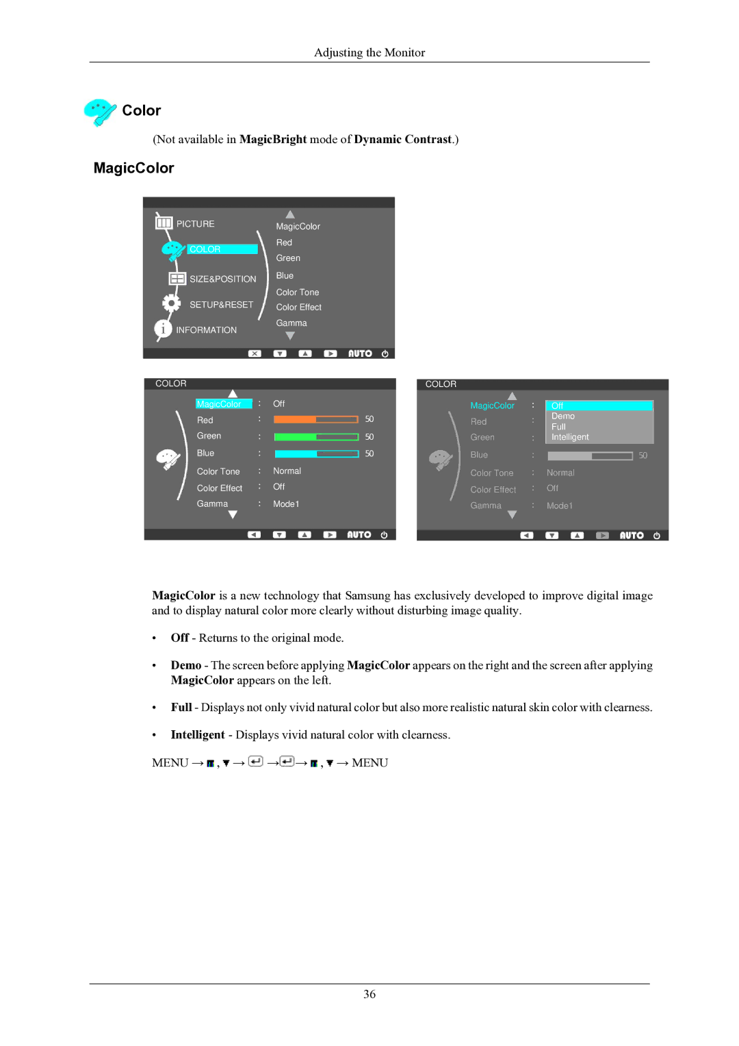 Samsung SMT-1912P manual MagicColor 