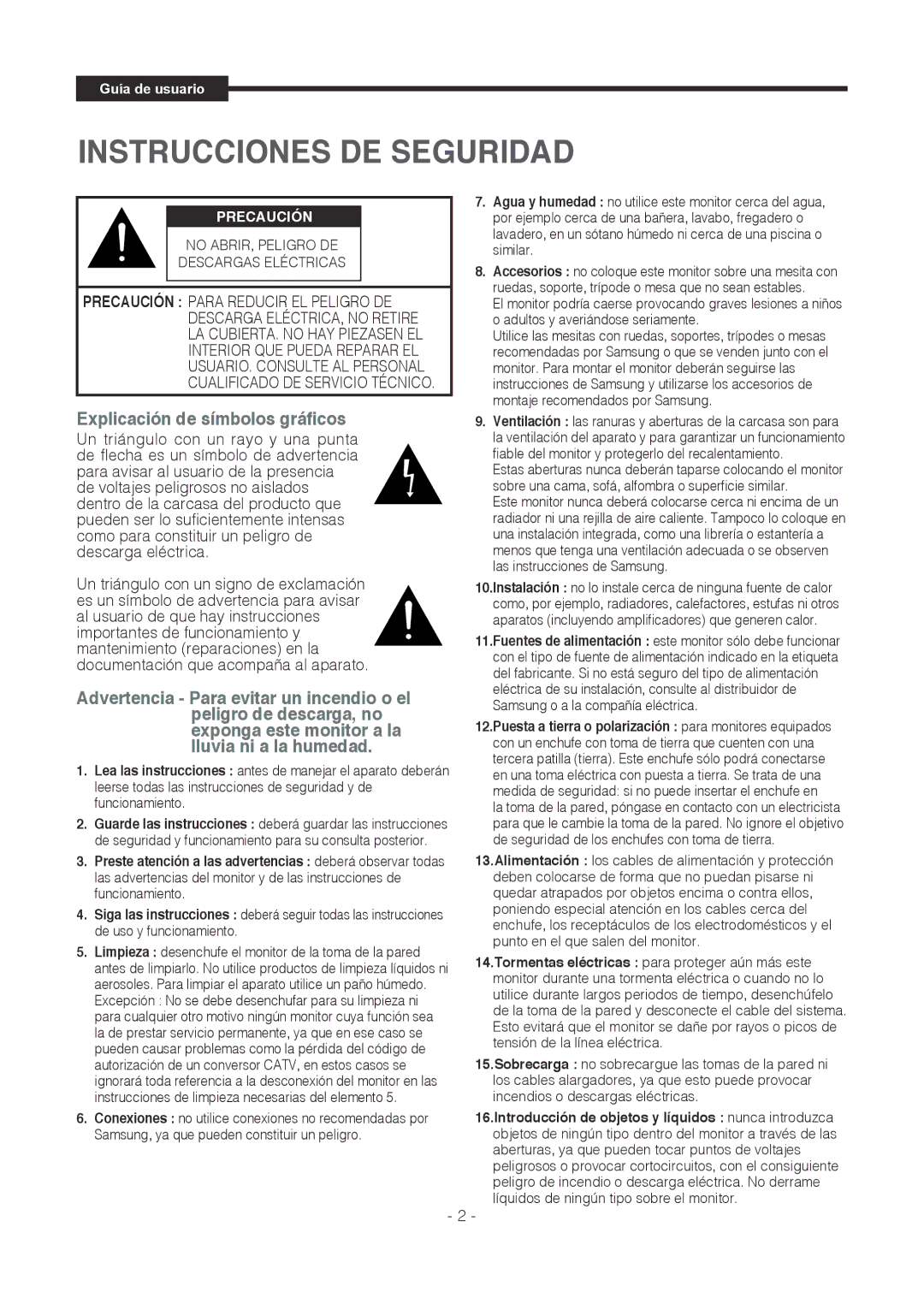 Samsung SMT-1721P, SMT-1921P manual Instrucciones DE Seguridad 