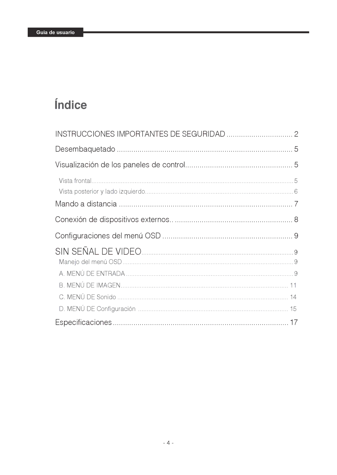 Samsung SMT-1721P, SMT-1921P manual Índice 