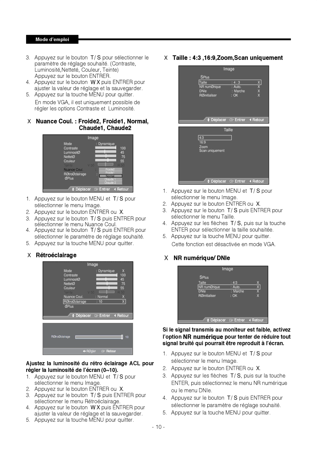 Samsung SMT-1922P, SMT-1722P manual Taille 43 ,169,Zoom,Scan uniquement, NR numérique/ DNIe 