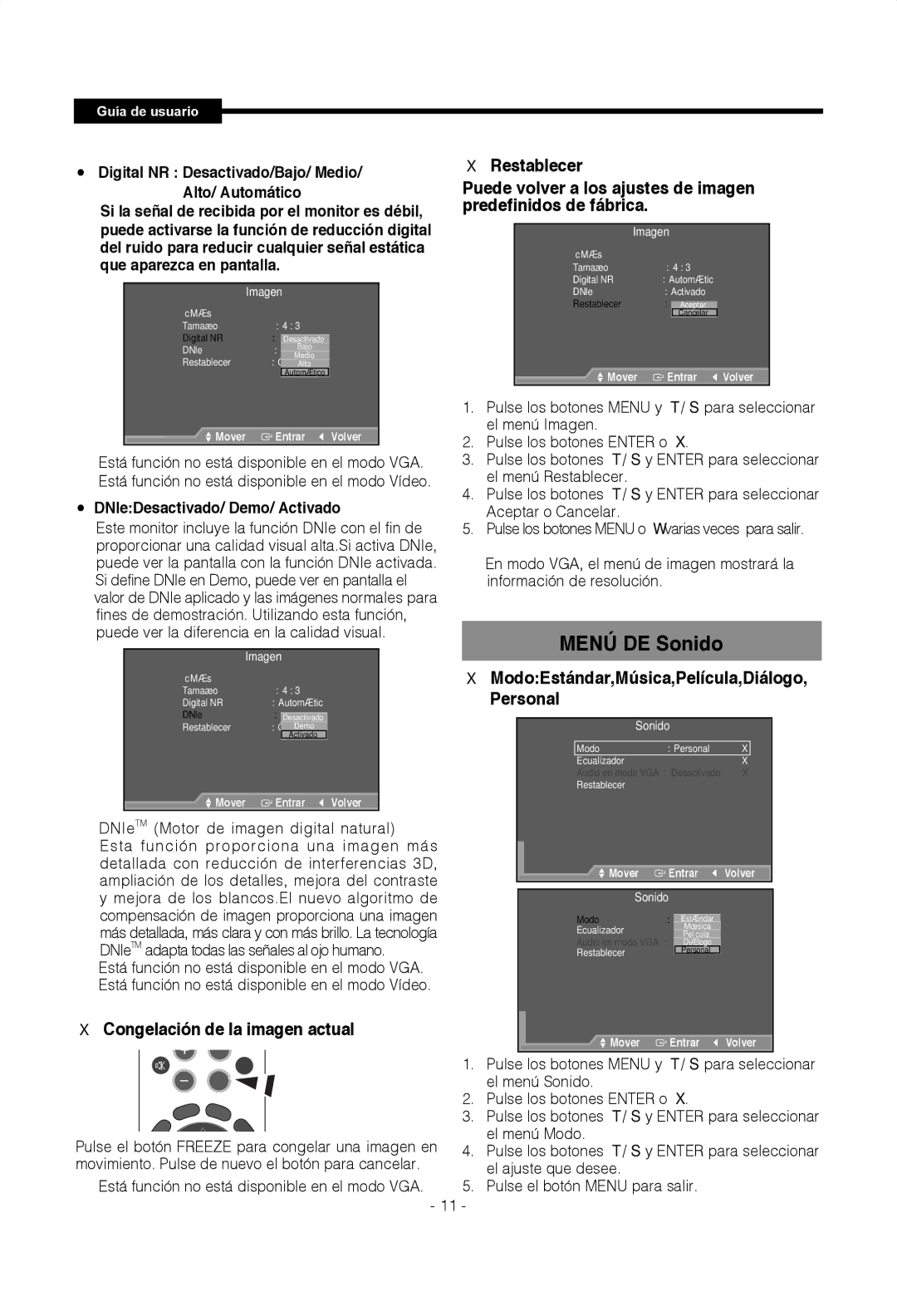 Samsung SMT-1722P, SMT-1922P manual Congelación de la imagen actual, Puede activarse la función de reducción digital 