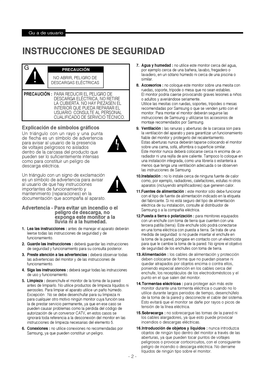 Samsung SMT-1922P, SMT-1722P manual Instrucciones DE Seguridad 