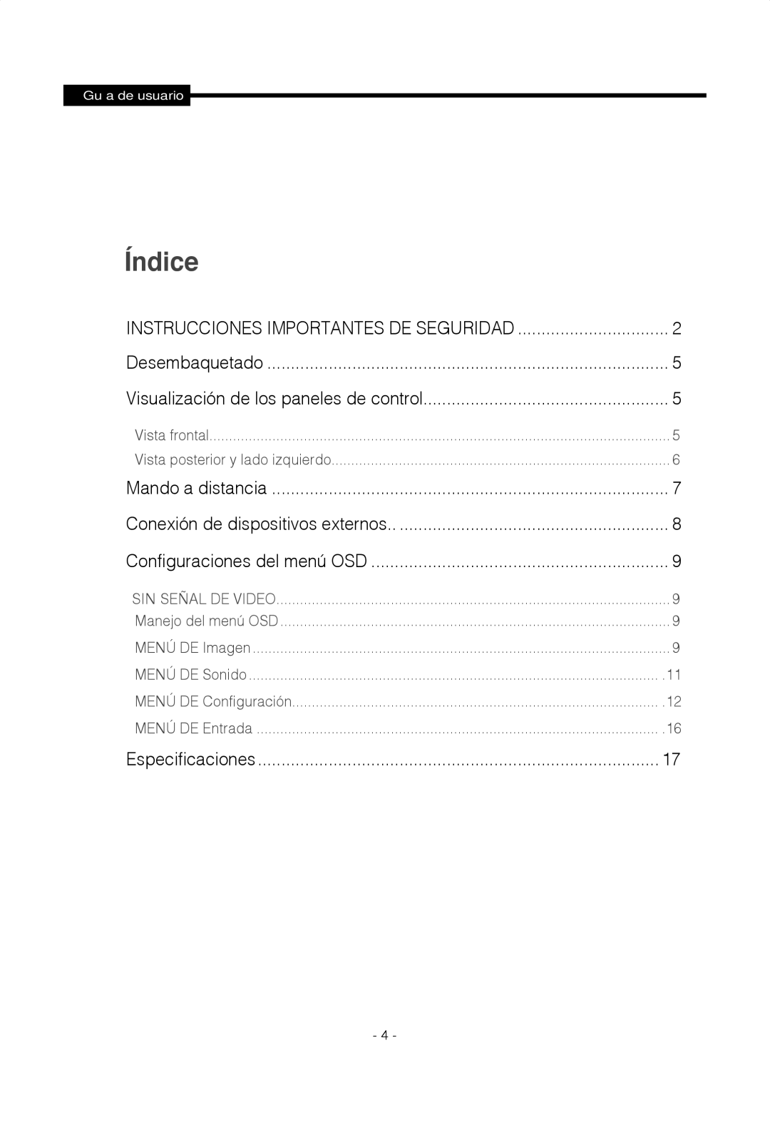 Samsung SMT-1922P, SMT-1722P manual Índice 