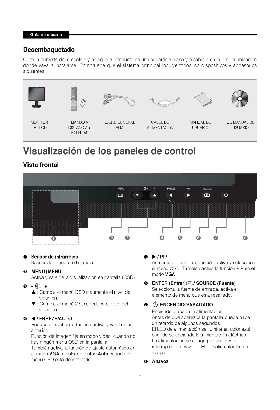 Samsung SMT-1722P, SMT-1922P manual Desembaquetado, Vista frontal 