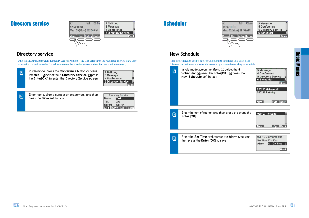 Samsung SMT-I5220 user manual Directory service, Scheduler, New Schedule 