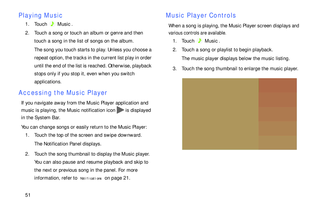 Samsung SM/T530NYKAX user manual Playing Music, Accessing the Music Player, Music Player Controls 