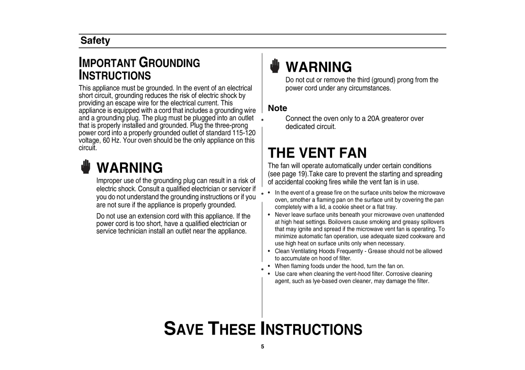 Samsung SMV7165 owner manual Vent FAN 