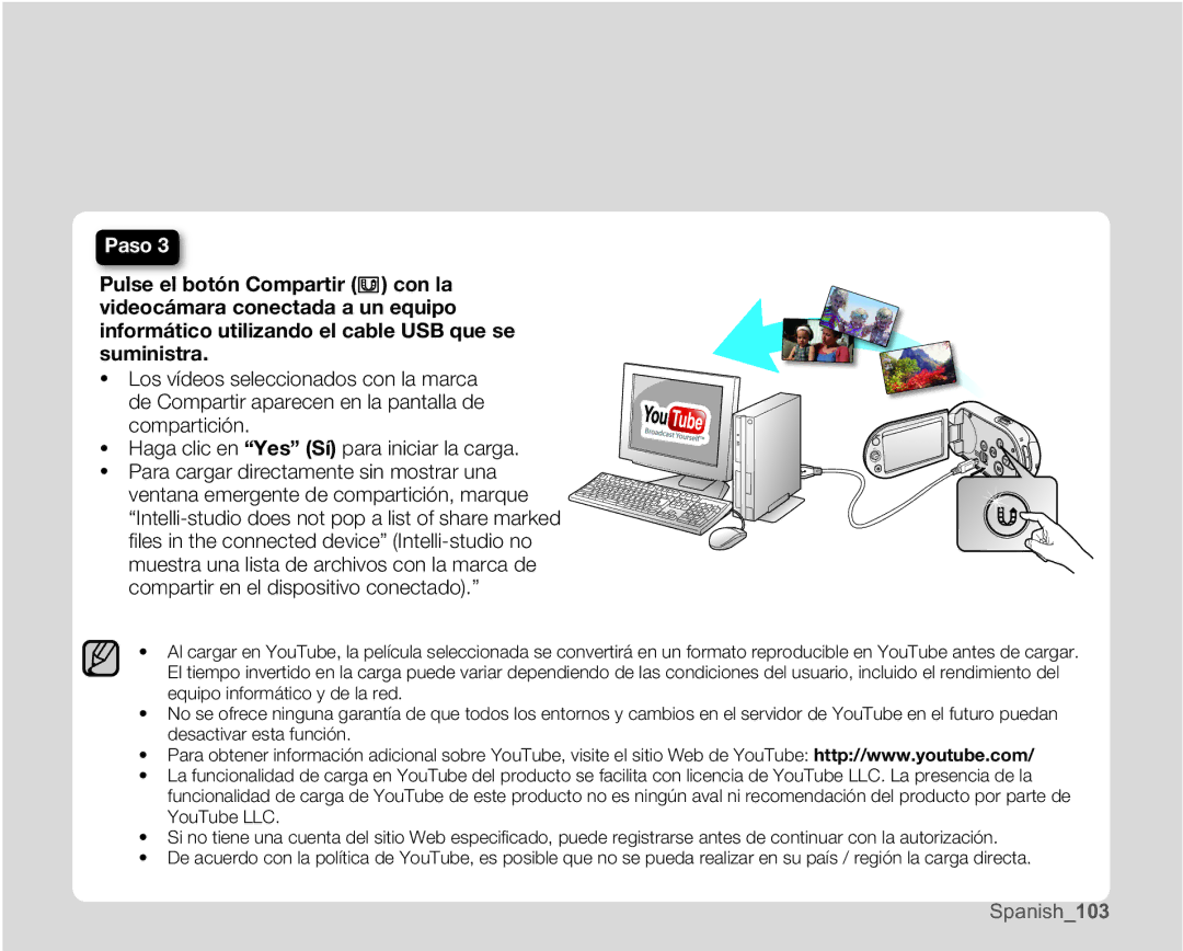 Samsung SMX-C10RP/EDC, SMX-C10GP/EDC, SMX-C100GP/EDC, SMX-C10LP/EDC, SMX-C10LP/CAN, SMX-C10GP/CAN, SMX-C100RP/EDC Spanish103 