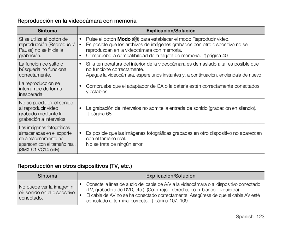 Samsung SMX-C10GP/CAN manual Reproducción en la videocámara con memoria, Reproducción en otros dispositivos TV, etc 