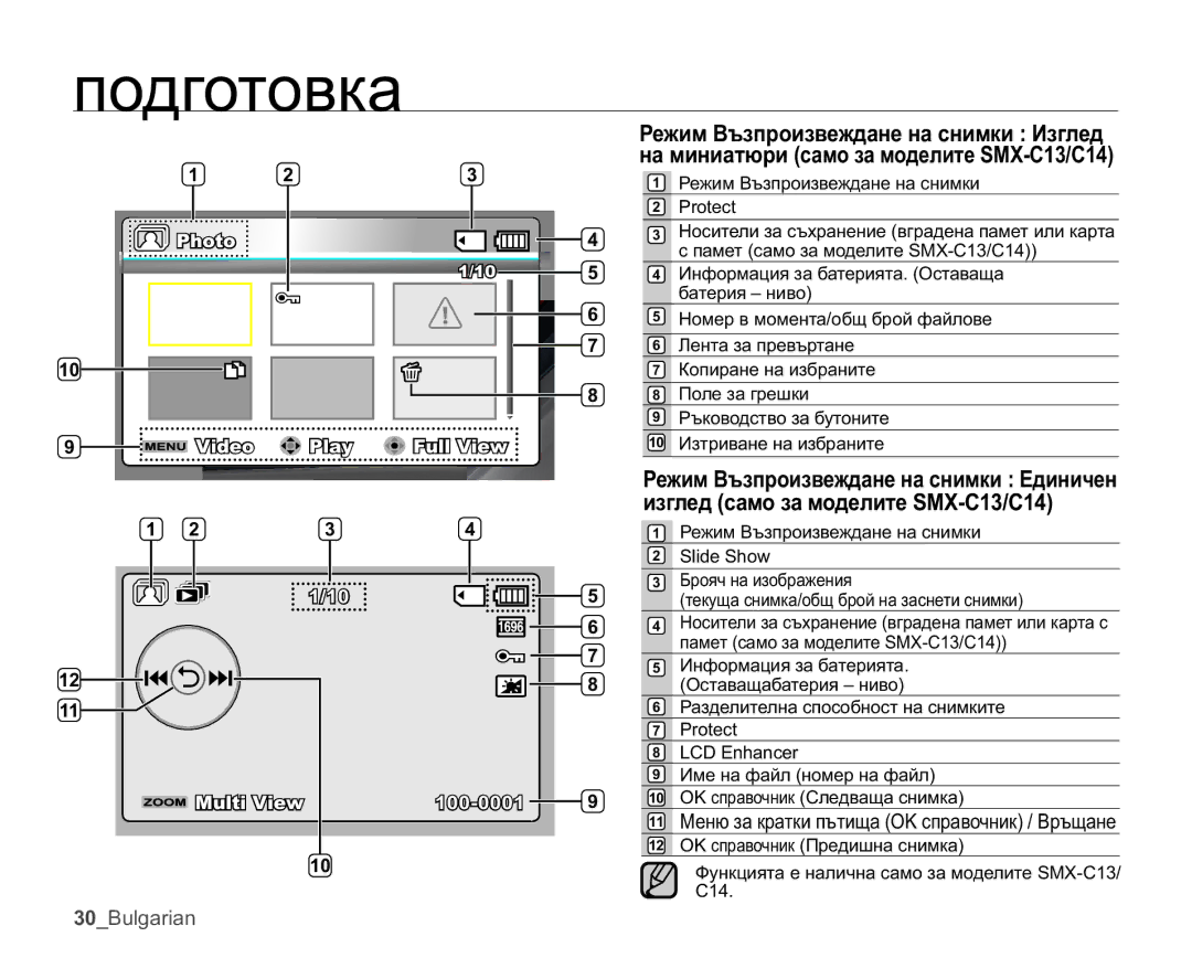 Samsung SMX-C10GP/EDC, SMX-C10RP/EDC, SMX-C10LP/EDC manual ɫɩɪɚɜɨɱɧɢɤɋɥɟɞɜɚɳɚɫɧɢɦɤɚ, ɫɩɪɚɜɨɱɧɢɤɉɪɟɞɢɲɧɚɫɧɢɦɤɚ 