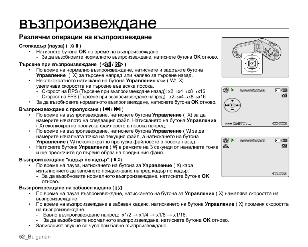 Samsung SMX-C10LP/EDC, SMX-C10GP/EDC, SMX-C10RP/EDC manual Ɋɚɡɥɢɱɧɢɨɩɟɪɚɰɢɢɧɚɜɴɡɩɪɨɢɡɜɟɠɞɚɧɟ, ɊɬɨɩɤɚɞɴɪɩɚɭɡɚXZZ 