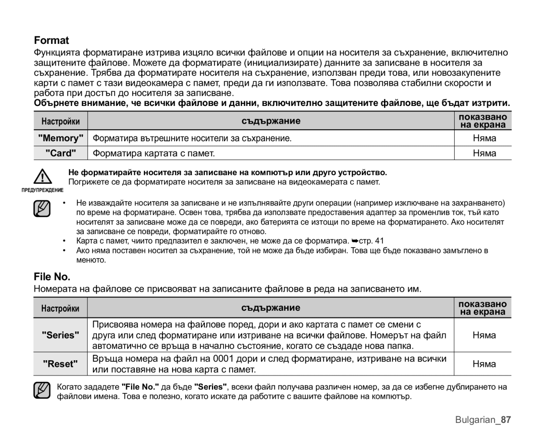 Samsung SMX-C10RP/EDC manual Rupdw, LOH1R, Ɏɨɪɦɚɬɢɪɚɜɴɬɪɟɲɧɢɬɟɧɨɫɢɬɟɥɢɡɚɫɴɯɪɚɧɟɧɢɟ, Ɏɨɪɦɚɬɢɪɚɤɚɪɬɚɬɚɫɩɚɦɟɬ 