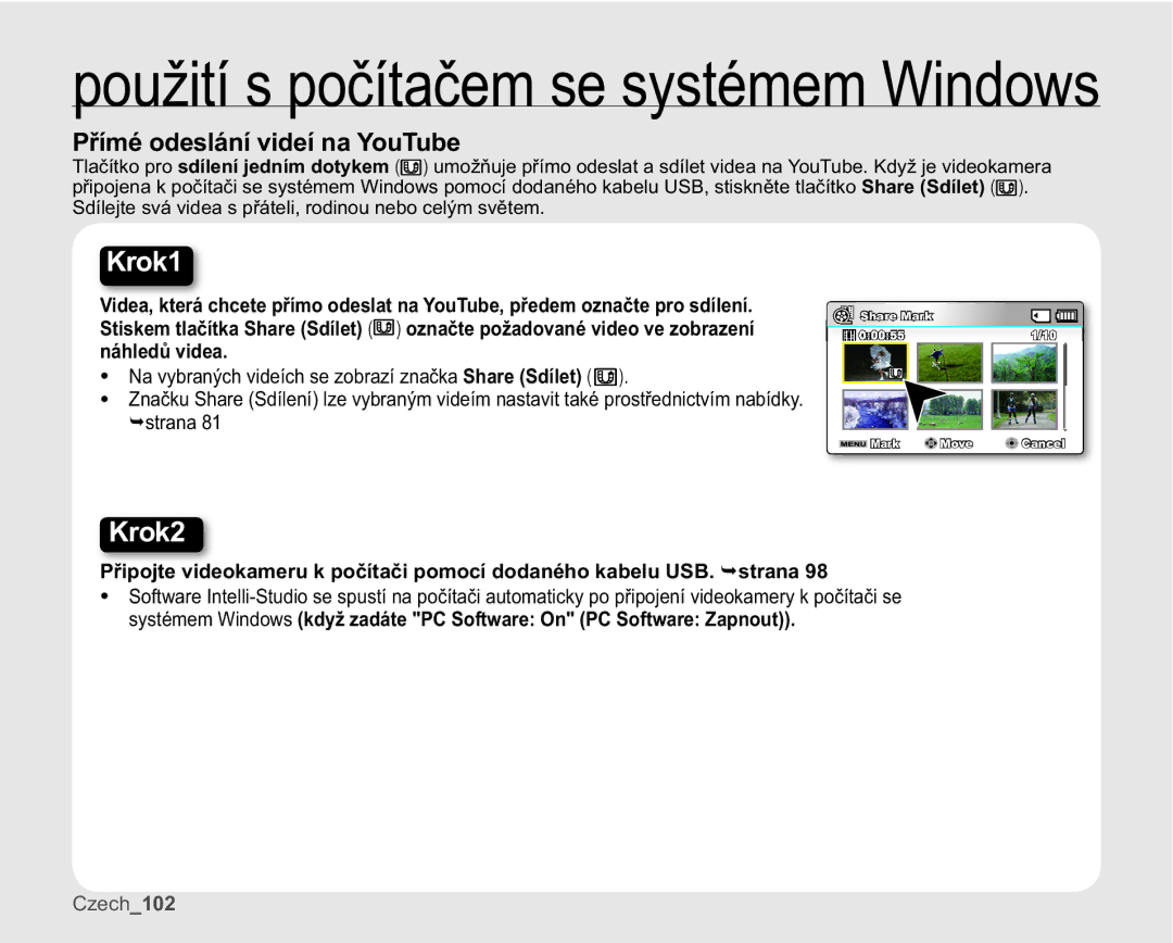 Samsung SMX-C14LP/EDC 3ĜtPpRGHVOiQtYLGHtQDRX7XEH, QiKOHGĤYLGHD, 1DY\EUDQêFKYLGHtFKVHREUDtQDþND6KDUH6GtOHW 