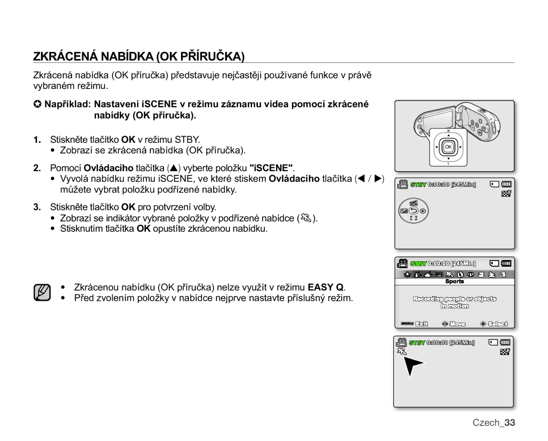 Samsung SMX-C14RP/EDC, SMX-C10GP/EDC manual =.5È&1È1$%Ë.$2.3ěË58ý.$, EUDQpPUHåLPX, QDEtGN\2.SĜtUXþND, HFK33 