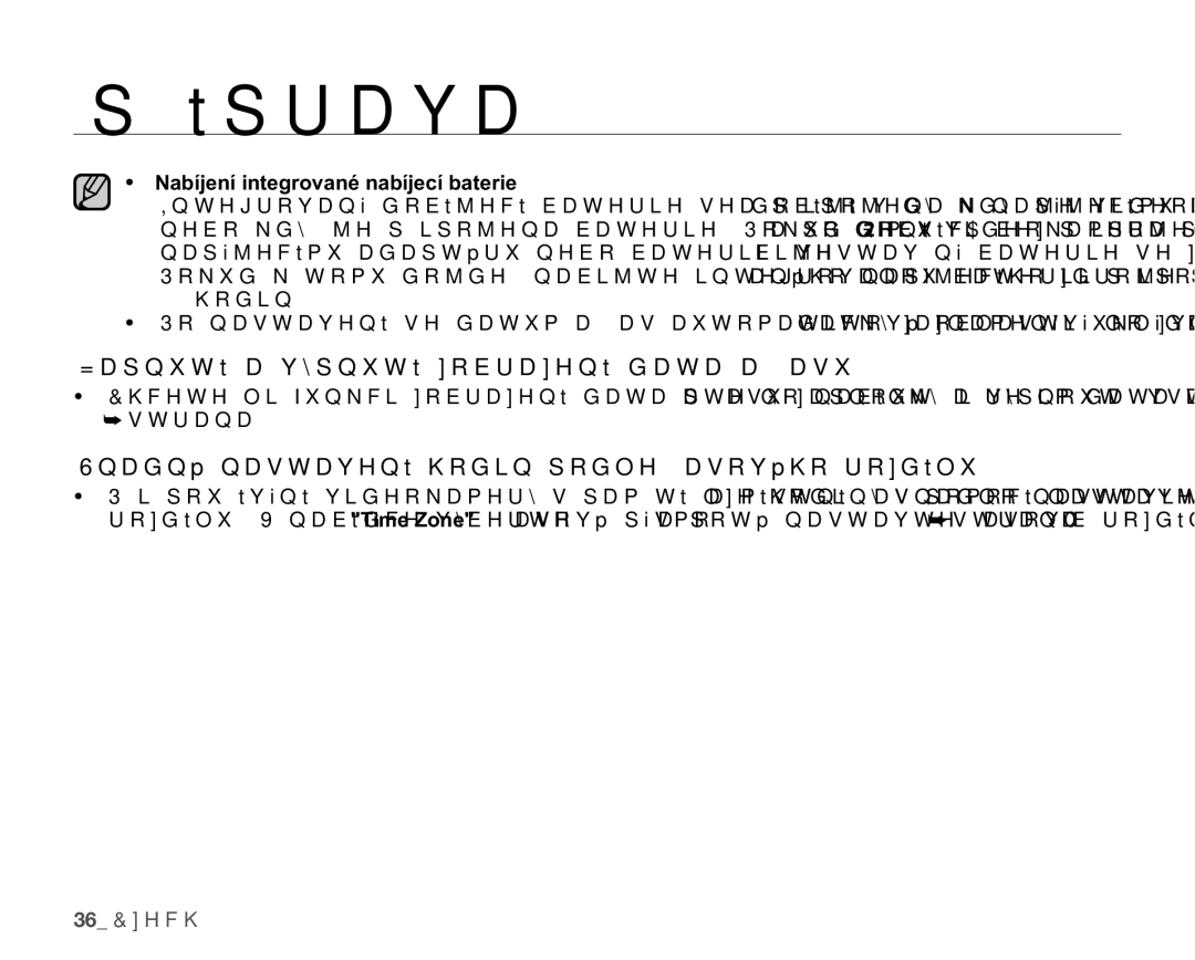 Samsung SMX-C14LP/EDC manual =DSQXWtDY\SQXWtREUDHQtGDWDDþDVX, 6QDGQpQDVWDYHQtKRGLQSRGOHþDVRYpKRURGtOX, 36&HFK 