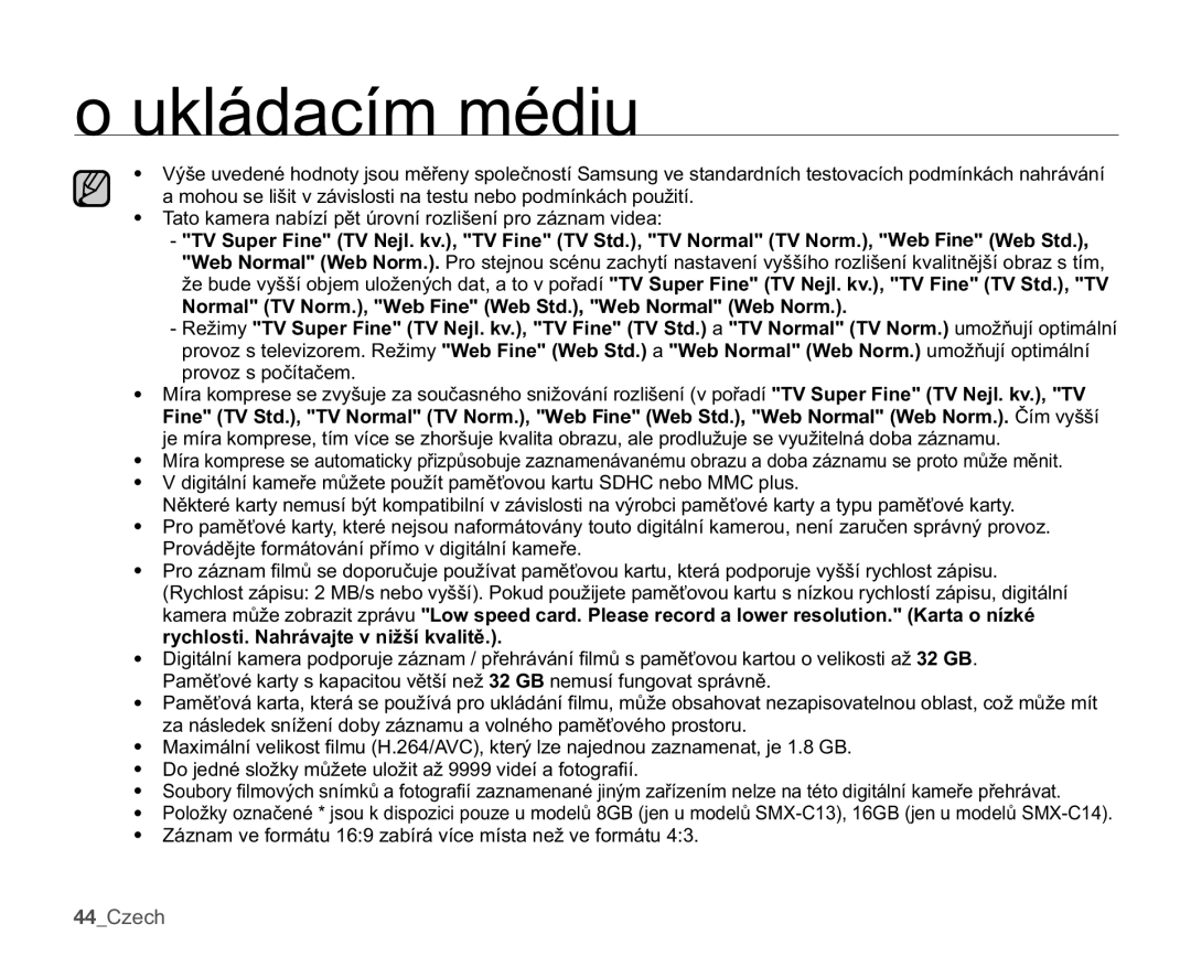 Samsung SMX-C10GP/EDC, SMX-C14RP/EDC, SMX-C10RP/EDC manual XNOiGDFtPPpGLX, 44&HFK, FKORVWL1DKUiYDMWHYQLåãtNYDOLWČ 