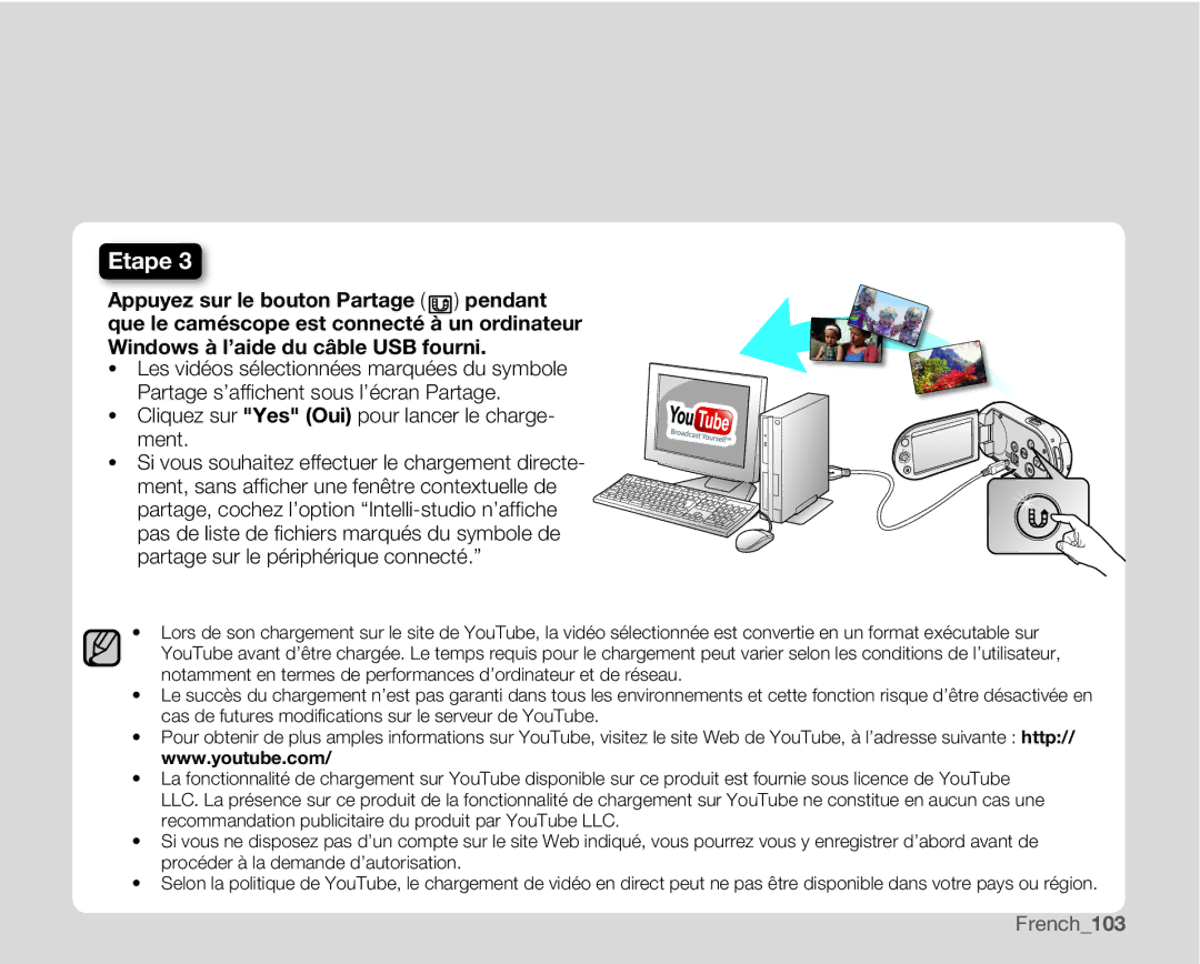 Samsung SMX-C14GP/EDC, SMX-C10GP/XEU, SMX-C10GP/EDC manual Cliquez sur Yes Oui pour lancer le charge- ment, French103 