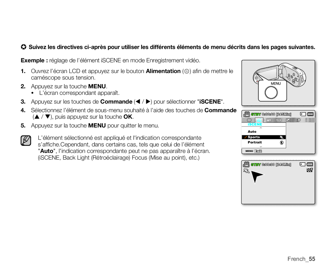 Samsung SMX-C14GP/EDC, SMX-C10GP/XEU, SMX-C10GP/EDC, SMX-C14RP/EDC, SMX-C10RP/EDC, SMX-C100GP/EDC manual French55 