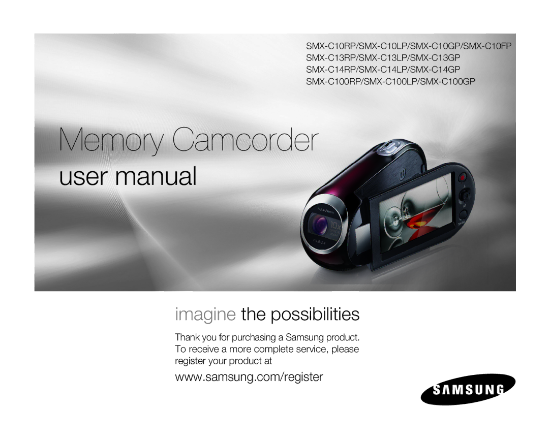 Samsung SMX-C10GP/EDC, SMX-C10GP/XEU, SMX-C14RP/EDC, SMX-C10RP/EDC, SMX-C100GP/EDC, SMX-C14GP/EDC manual Memory Camcorder 