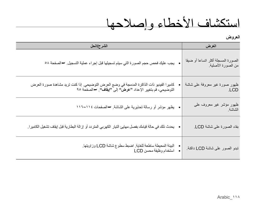 Samsung SMX-C10GP/HAC, SMX-C10RP/EDC, SMX-C10LP/AAW, SMX-C10LP/HAC, SMX-C10RP/AAW, SMX-C14LP/MEA manual Νϭήόϟ, Arabic˺˺́ 