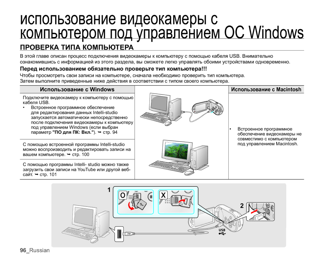 Samsung SMX-C14RP/XER, SMX-C10RP/XEB manual ɈɊɈȼȿɊɄȺɌɂɉȺɄɈɆɉɖɘɌȿɊȺ, ɁɫɩɨɥɶɡɨɜɚɧɢɟɫLQGRZV, Ɂɫɩɨɥɶɡɨɜɚɧɢɟɫ0DFLQWRVK 