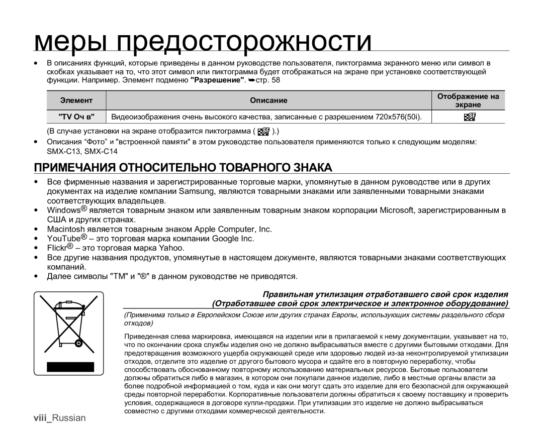 Samsung SMX-C10GP/XER, SMX-C10RP/XEB manual ɈɊɂɆȿɑȺɇɂəɈɌɇɈɋɂɌȿɅɖɇɈɌɈȼȺɊɇɈȽɈɁɇȺɄȺ, Ɗɥɟɦɟɧɬ Ɉɩɢɫɚɧɢɟ Ɉɬɨɛɪɚɠɟɧɢɟɧɚ 