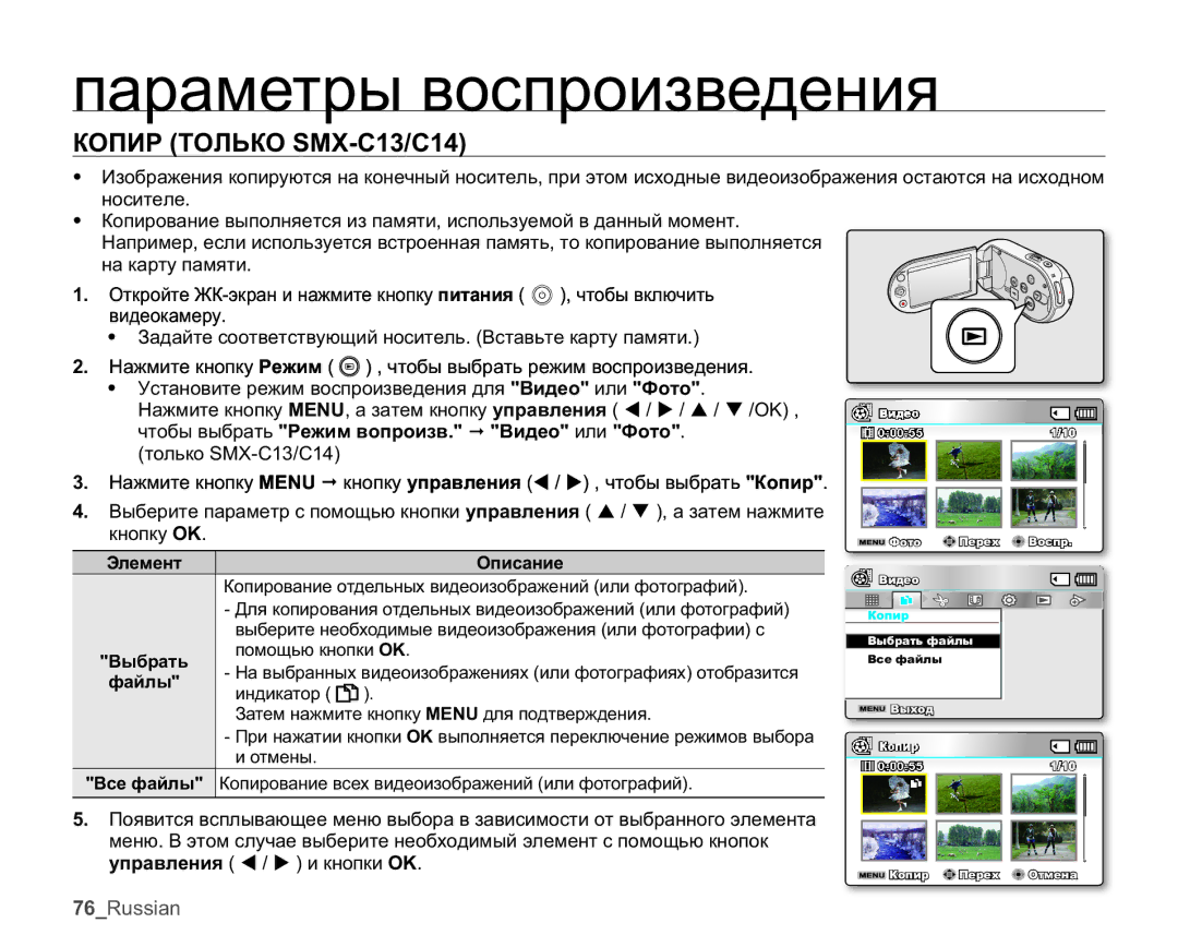 Samsung SMX-C14LP/XER, SMX-C10RP/XEB, SMX-C10GP/XEB, SMX-C10LP/XEB, SMX-C10LP/XER manual ɄɈɉɂɊɌɈɅɖɄɈ60&&, B5XVVLDQ 