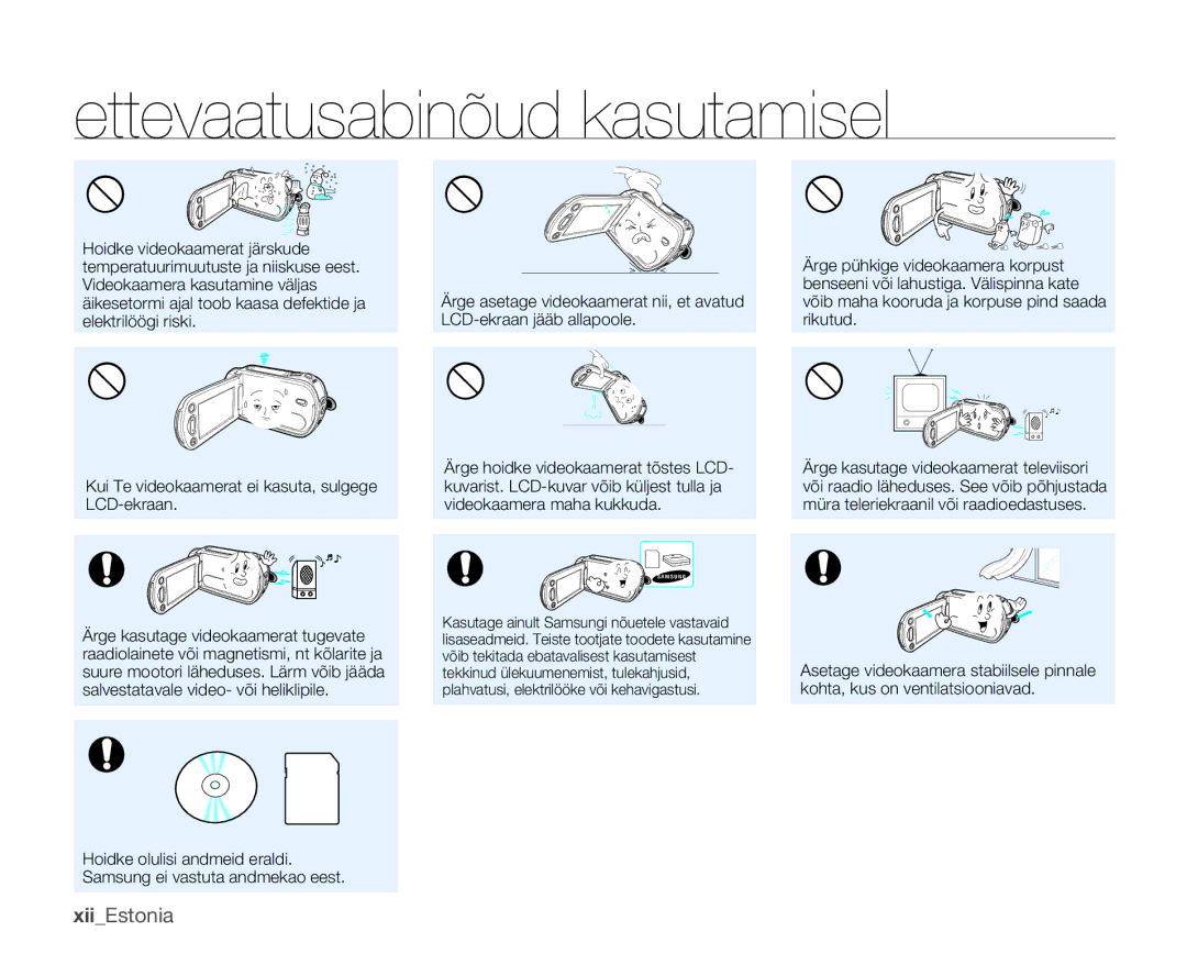 Samsung SMX-C10RP/XEB, SMX-C10GP/XEB, SMX-C10LP/XEB manual XiiEstonia 