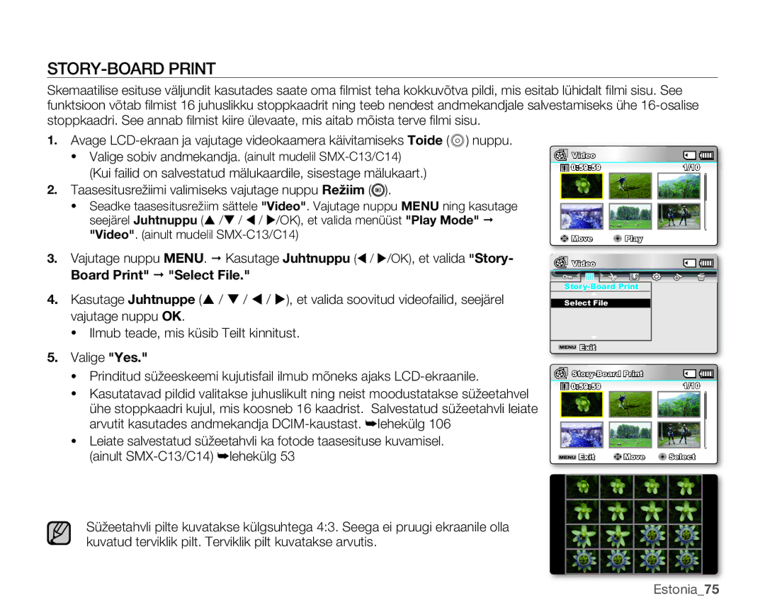 Samsung SMX-C10GP/XEB, SMX-C10RP/XEB, SMX-C10LP/XEB manual STORY-BOARD Print 