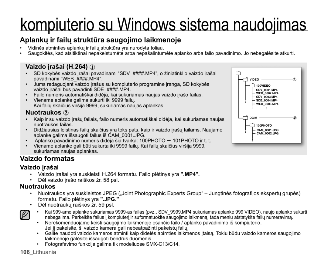 Samsung SMX-C10LP/XEB, SMX-C10RP/XEB, SMX-C10GP/XEB manual $SODQNǐLUIDLOǐVWUXNWǌUDVDXJRMLPRODLNPHQRMH, 9DLGRIRUPDWDV 