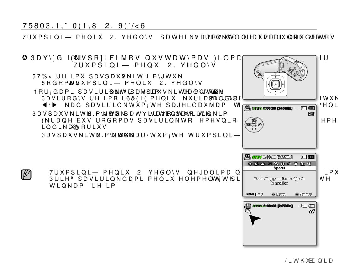 Samsung SMX-C10GP/XEB 75803,1,Ǐ01,82.9/6, 3DVSDXVNLWHP\JWXNą2.NDGXåGDU\WXPơWHWUXPSLQLǐPHQLX, WLQNDPąUHåLPą 