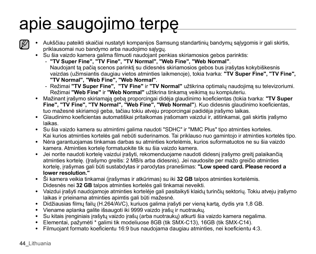 Samsung SMX-C10RP/XEB, SMX-C10GP/XEB, SMX-C10LP/XEB manual Odlndv 