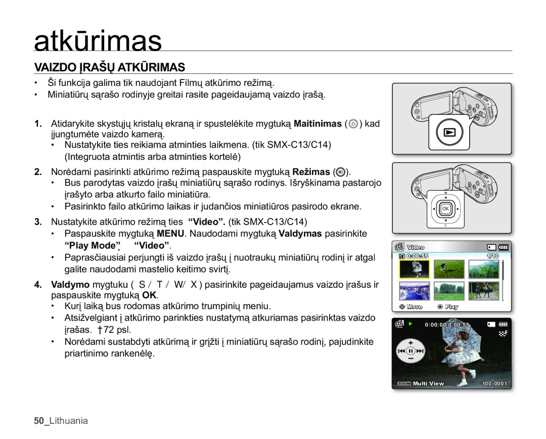 Samsung SMX-C10RP/XEB manual $,=2Ʋ5$âǏ$7.ǋ5,0$6, ³3OD\0RGH´ґ ³9LGHR´, JdolwhQdxgrgdplPdvwholrNhlwlprVyluwƴ 