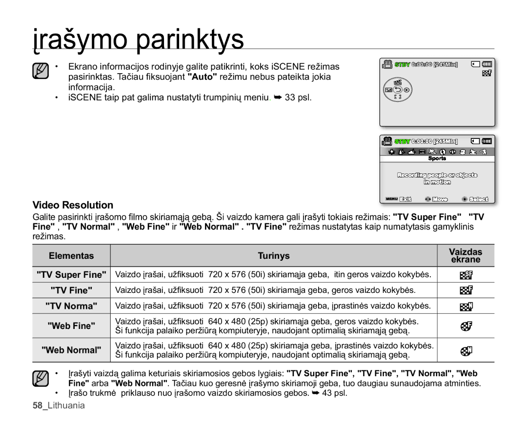 Samsung SMX-C10LP/XEB, SMX-C10RP/XEB L6&1WDLSSDWJDOLPDQXVWDW\WLWUXPSLQLǐPHQLX²SVO, Ohphqwdv 7XULQ\V, Ekrane 