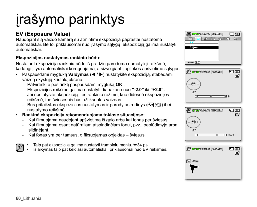 Samsung SMX-C10GP/XEB, SMX-C10RP/XEB, SMX-C10LP/XEB SRVXUH9DOXH, DXWRPDWLãNDL, NVSRLFLMRVQXVWDW\PDVUDQNLQLXEǌGX 