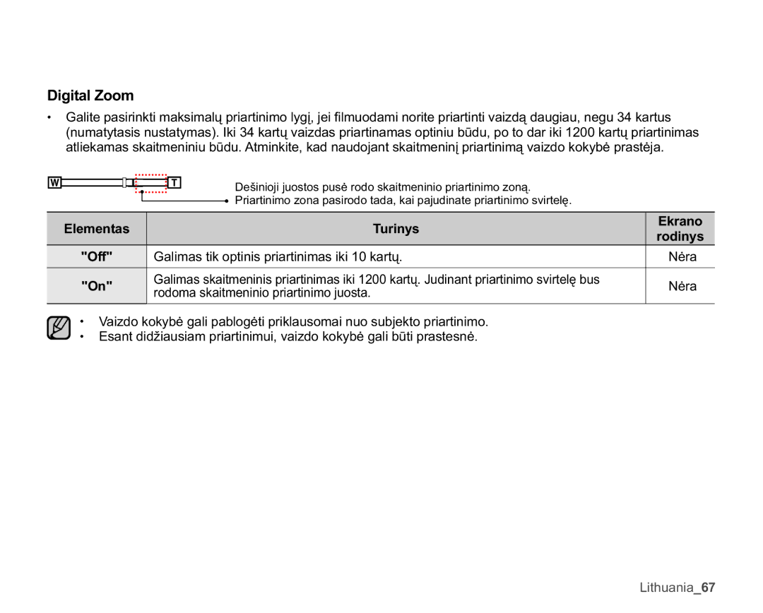 Samsung SMX-C10LP/XEB manual Ljlwdo=Rrp, Ohphqwdv 7XULQ\V Nudqr, 2II DOLPDVWLNRSWLQLVSULDUWLQLPDVLNLNDUWǐ 1ơUD 