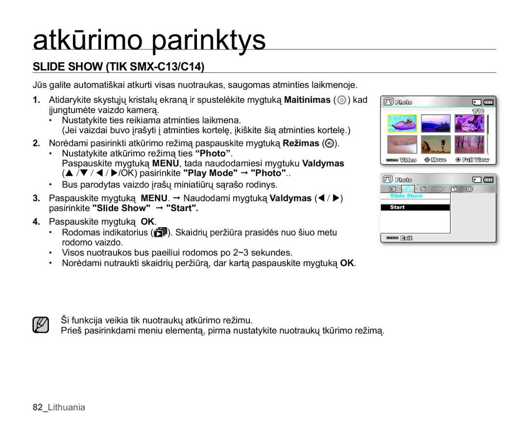 Samsung SMX-C10LP/XEB 6+27,.60&&, 1XVWDW\NLWHWLHVUHLNLDPDDWPLQWLHVODLNPHQD,  3DVSDXVNLWHP\JWXNą2. 