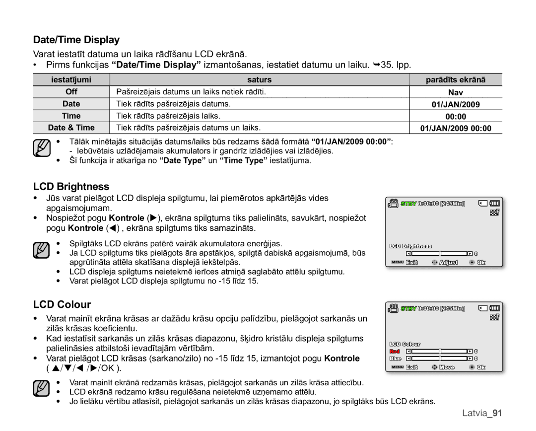 Samsung SMX-C10LP/XEB, SMX-C10RP/XEB manual DWH7LPHLVSOD, %Uljkwqhvv, &Rorxu, Dsjdlvprmxpdp, LoɨvNuɨvdvNrh¿Flhqwx 