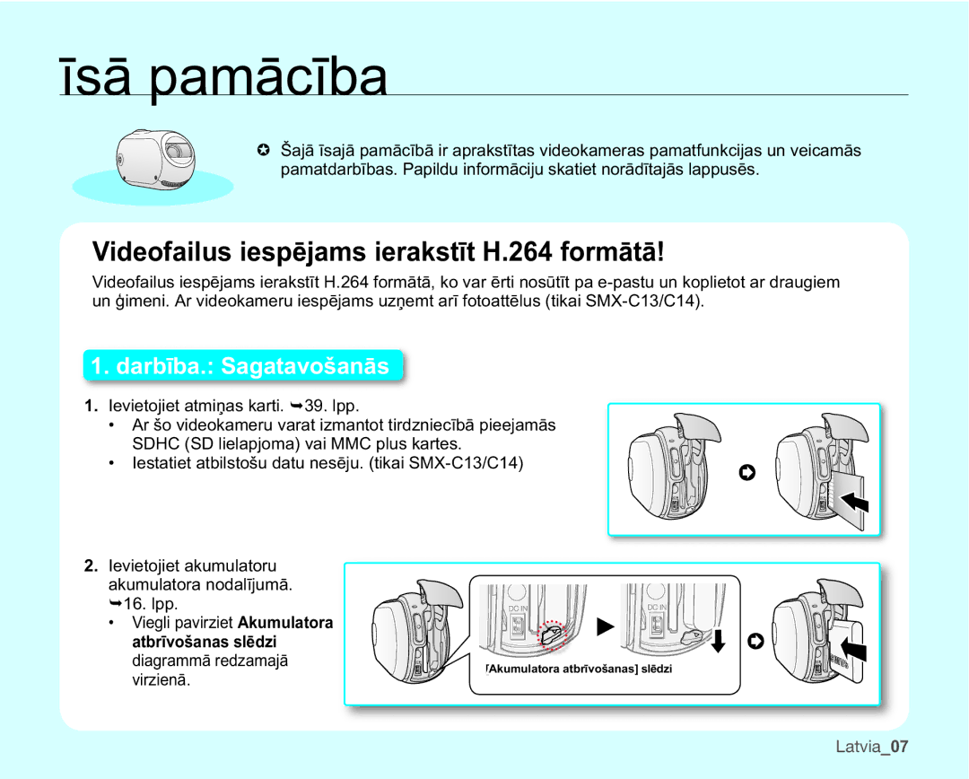 Samsung SMX-C10LP/XEB  ,HylhwrmlhwDwplƽdvNduwl¬Oss, ‡ ,HVWDWLHWDWELOVWRãXGDWXQHVƝMXWLNDL60&& 