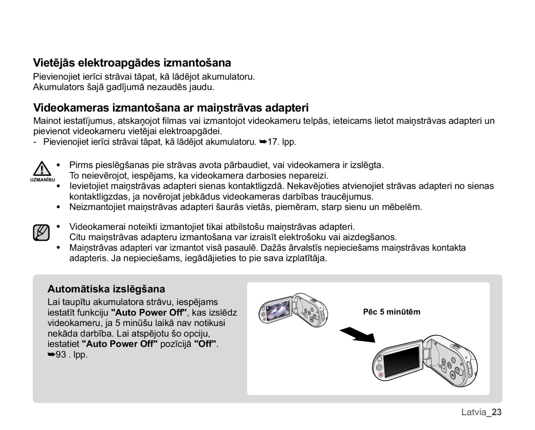 Samsung SMX-C10RP/XEB 9LHWƝMƗVHOHNWURDSJƗGHVLPDQWRãDQD, 9LGHRNDPHUDVLPDQWRãDQDDUPDLƼVWUƗYDVDGDSWHUL, 3ƝFPLQǌWƝP 