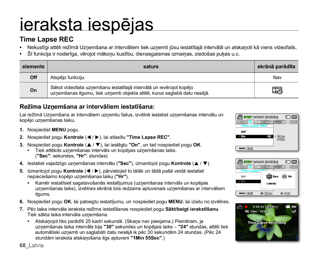 Samsung SMX-C10RP/XEB manual 7LPH/DSVH5, 5HåƯPD8ƼHPãDQDDULQWHUYƗOLHPLHVWDWƯãDQD, NRSƝMRXƼHPãDQDVODLNX, Lojxpv 