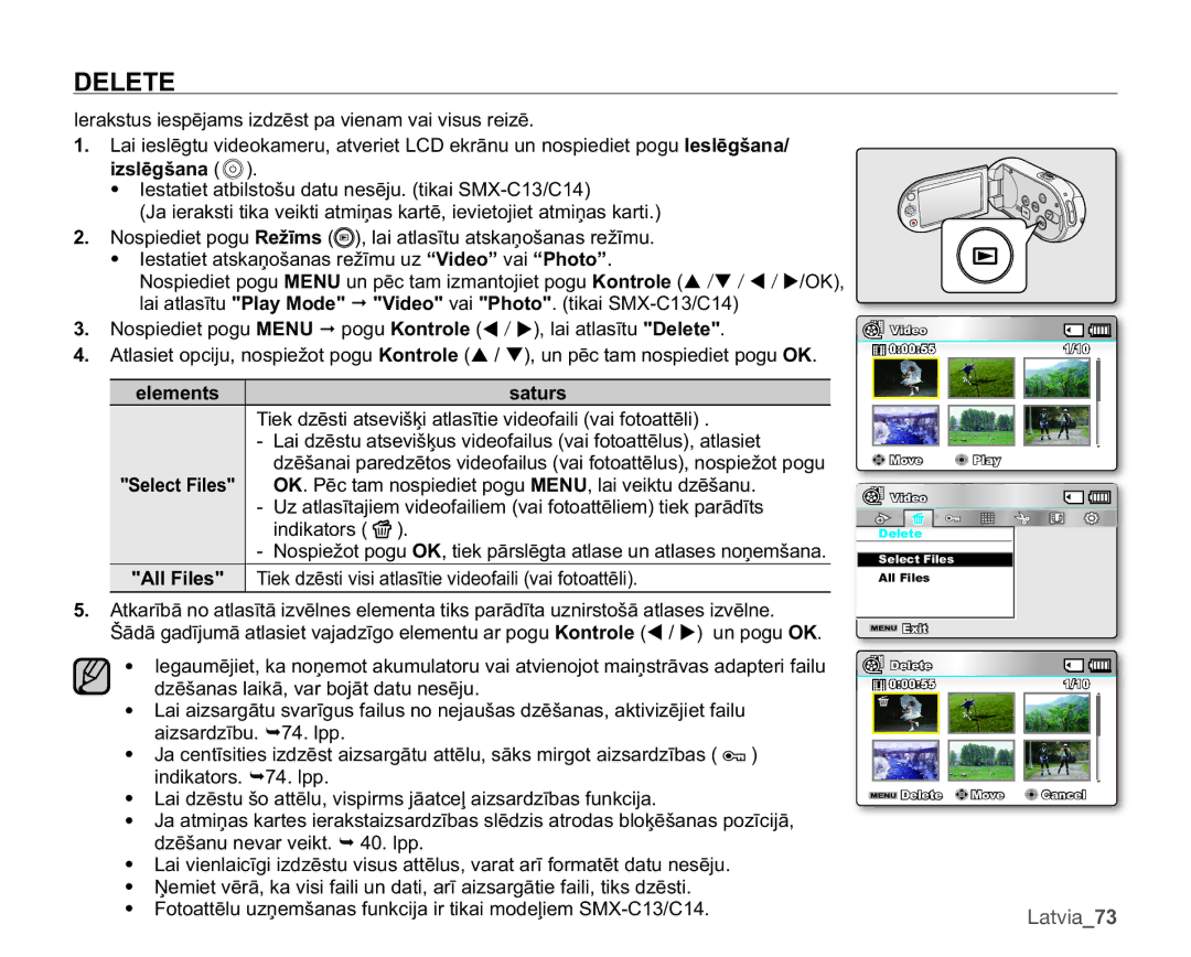 Samsung SMX-C10LP/XEB, SMX-C10RP/XEB, SMX-C10GP/XEB HudnvwxvLhvsɲmdpvLgɲvwSdYlhqdpYdlYlvxvUhlɲ, Lqglndwruv  