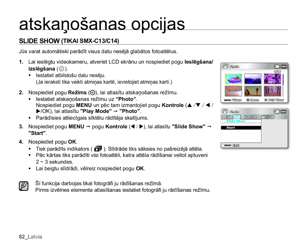 Samsung SMX-C10LP/XEB, SMX-C10RP/XEB, SMX-C10GP/XEB manual 6+27,.$,60&&, 6WDUW,  1RVSLHGLHWSRJX2. 